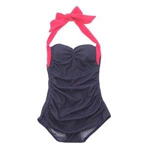Girl Howdy Pin-Up Navy and Red Swimsuit